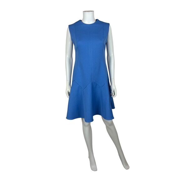 Vintage 70s Mod Dress Womens Medium Periwinkle Blue Polyester Dropwaist Shift - Picture 1 of 10